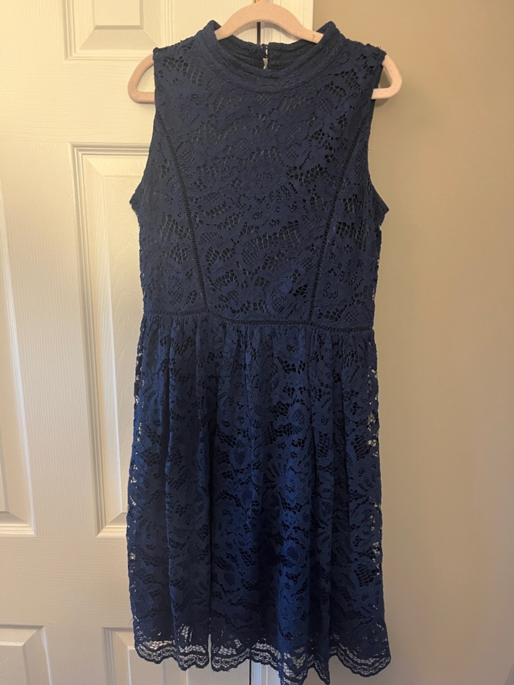 Us Angels Navy Lace Overlay Dress
